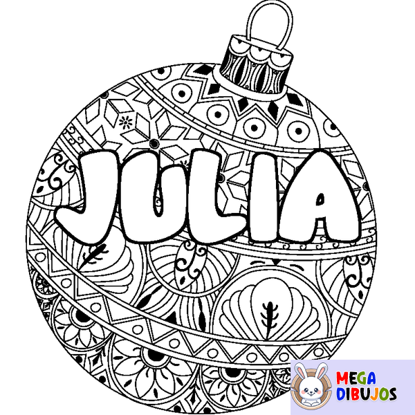 Coloraci&oacute;n del nombre JULIA - decorado bola de Navidad
