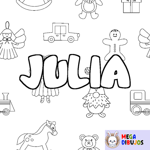 Coloraci&oacute;n del nombre JULIA - decorado juguetes