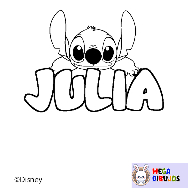 Coloraci&oacute;n del nombre JULIA - decorado Stitch
