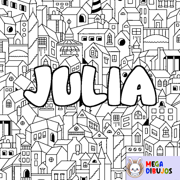 Coloraci&oacute;n del nombre JULIA - decorado ciudad