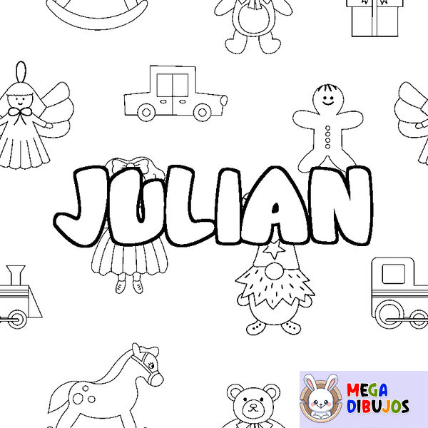 Coloraci&oacute;n del nombre JULIAN - decorado juguetes