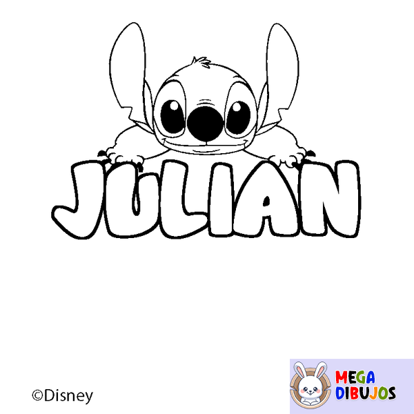 Coloraci&oacute;n del nombre JULIAN - decorado Stitch
