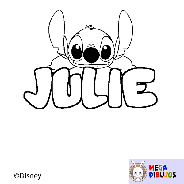Coloraci&oacute;n del nombre JULIE - decorado Stitch