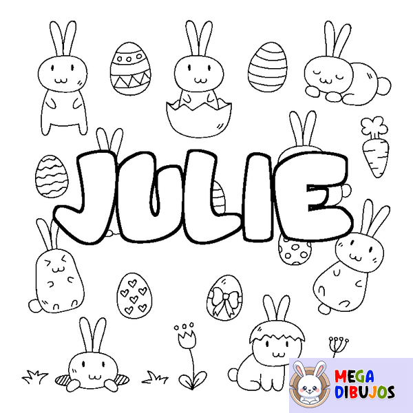 Coloraci&oacute;n del nombre JULIE - decorado Pascua