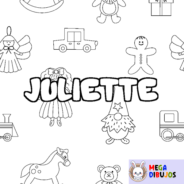 Coloraci&oacute;n del nombre JULIETTE - decorado juguetes