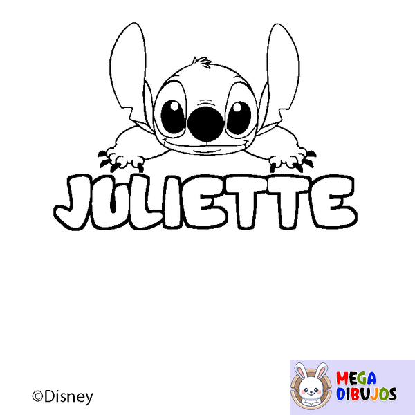 Coloraci&oacute;n del nombre JULIETTE - decorado Stitch