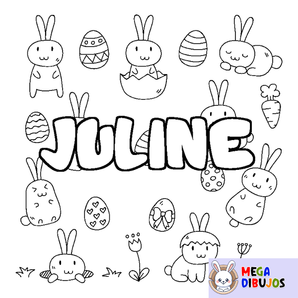 Coloraci&oacute;n del nombre JULINE - decorado Pascua