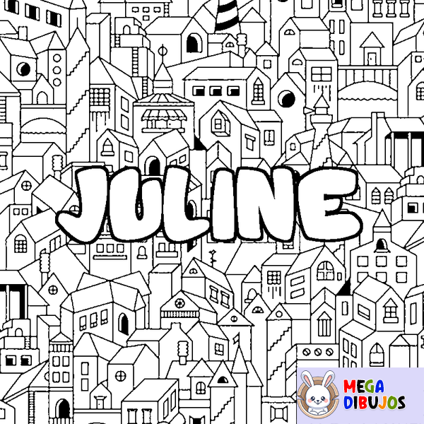 Coloraci&oacute;n del nombre JULINE - decorado ciudad