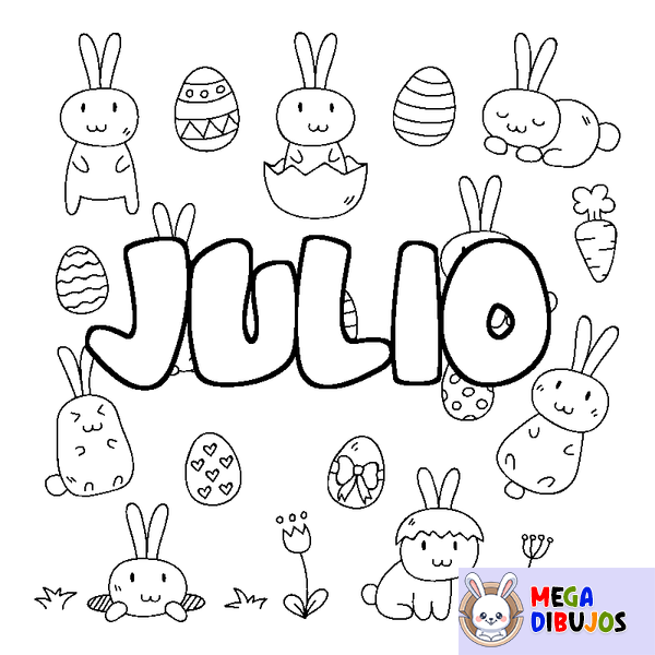 Coloraci&oacute;n del nombre JULIO - decorado Pascua