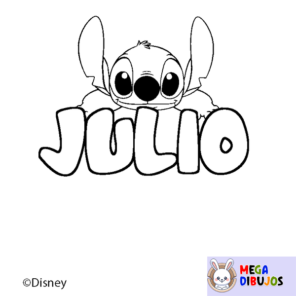Coloraci&oacute;n del nombre JULIO - decorado Stitch