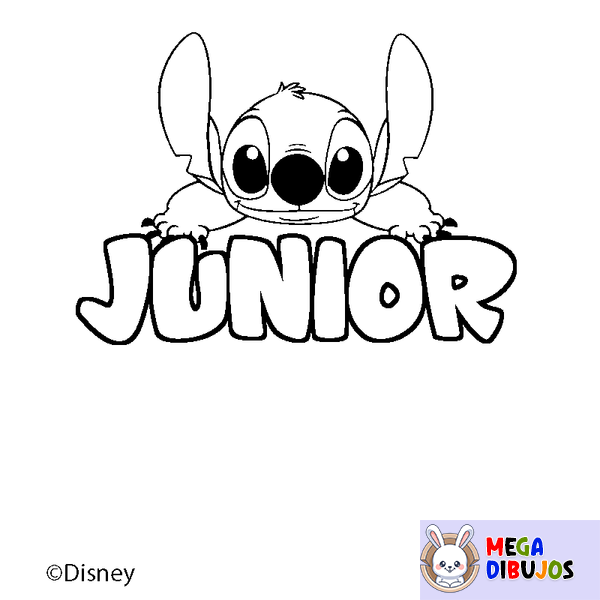 Coloraci&oacute;n del nombre JUNIOR - decorado Stitch