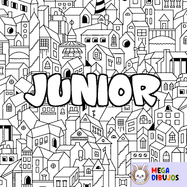 Coloraci&oacute;n del nombre JUNIOR - decorado ciudad