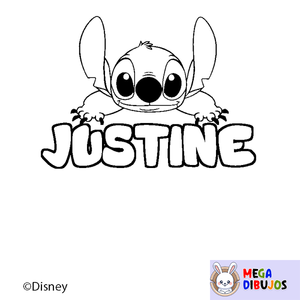 Coloraci&oacute;n del nombre JUSTINE - decorado Stitch