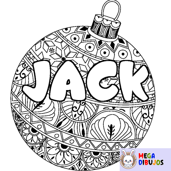 Coloraci&oacute;n del nombre JACK - decorado bola de Navidad