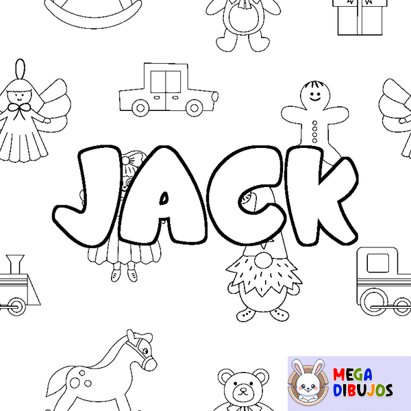 Coloraci&oacute;n del nombre JACK - decorado juguetes