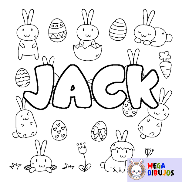 Coloraci&oacute;n del nombre JACK - decorado Pascua