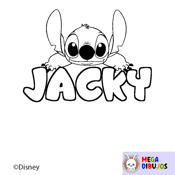 Coloraci&oacute;n del nombre JACKY - decorado Stitch