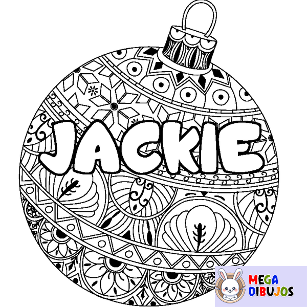 Coloraci&oacute;n del nombre JACKIE - decorado bola de Navidad