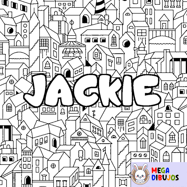 Coloraci&oacute;n del nombre JACKIE - decorado ciudad