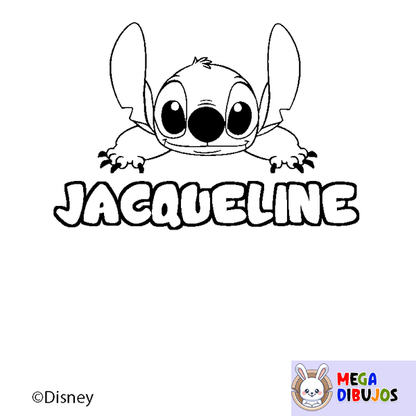 Coloraci&oacute;n del nombre JACQUELINE - decorado Stitch