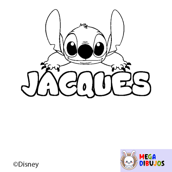 Coloraci&oacute;n del nombre JACQUES - decorado Stitch