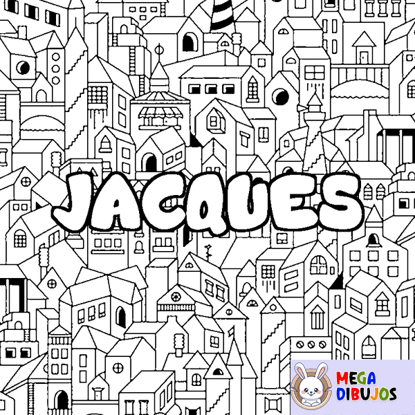 Coloraci&oacute;n del nombre JACQUES - decorado ciudad