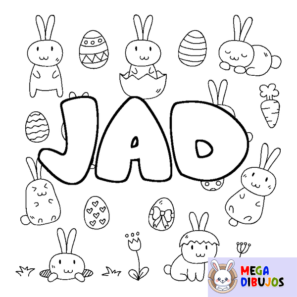 Coloraci&oacute;n del nombre JAD - decorado Pascua