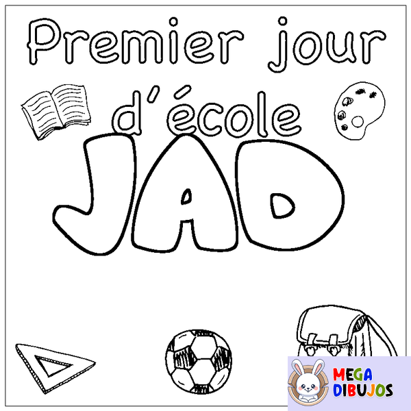 Coloraci&oacute;n del nombre JAD - decorado primer d&iacute;a de escuela