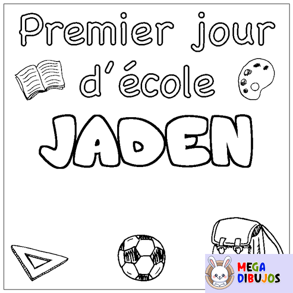 Coloraci&oacute;n del nombre JADEN - decorado primer d&iacute;a de escuela