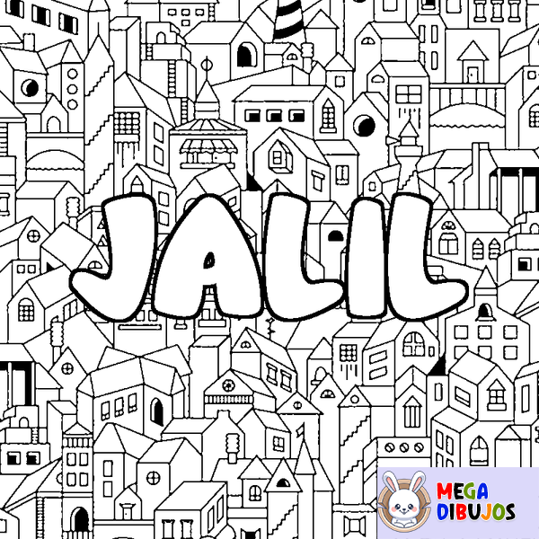 Coloraci&oacute;n del nombre JALIL - decorado ciudad