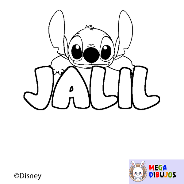Coloraci&oacute;n del nombre JALIL - decorado Stitch