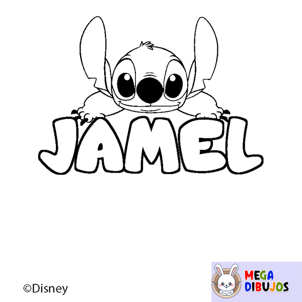 Coloraci&oacute;n del nombre JAMEL - decorado Stitch
