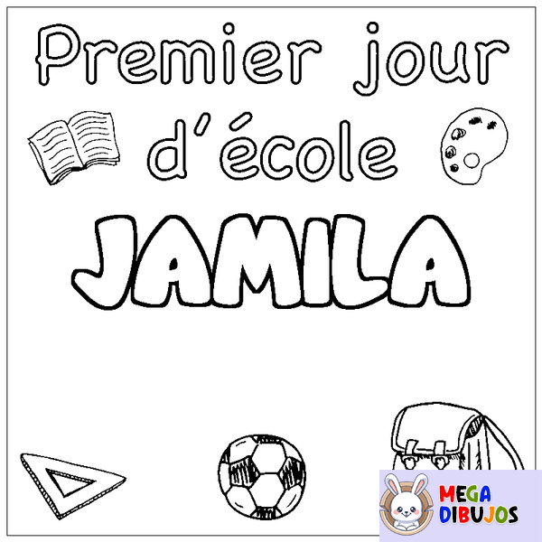 Coloraci&oacute;n del nombre JAMILA - decorado primer d&iacute;a de escuela