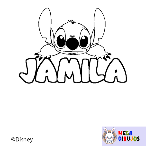 Coloraci&oacute;n del nombre JAMILA - decorado Stitch
