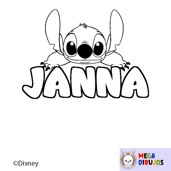 Coloraci&oacute;n del nombre JANNA - decorado Stitch