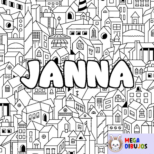 Coloraci&oacute;n del nombre JANNA - decorado ciudad