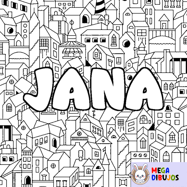 Coloraci&oacute;n del nombre JANA - decorado ciudad