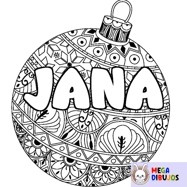 Coloraci&oacute;n del nombre JANA - decorado bola de Navidad