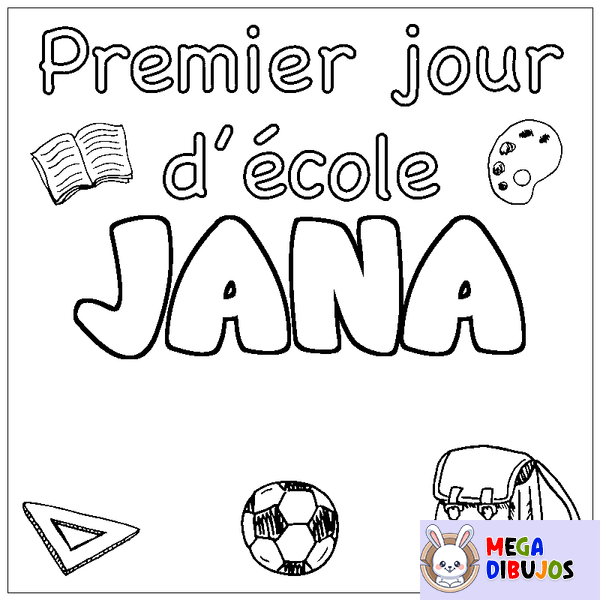 Coloraci&oacute;n del nombre JANA - decorado primer d&iacute;a de escuela