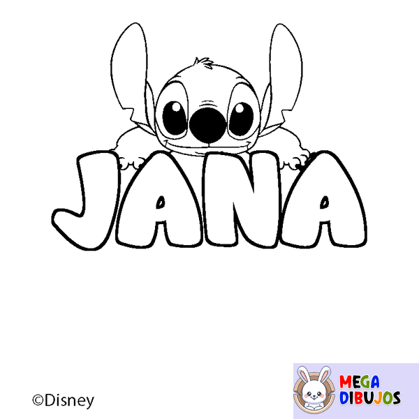 Coloraci&oacute;n del nombre JANA - decorado Stitch