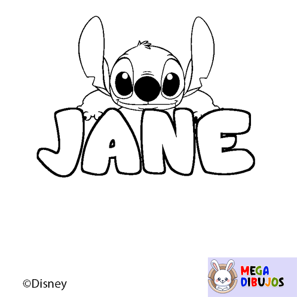 Coloraci&oacute;n del nombre JANE - decorado Stitch