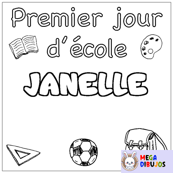 Coloraci&oacute;n del nombre JANELLE - decorado primer d&iacute;a de escuela