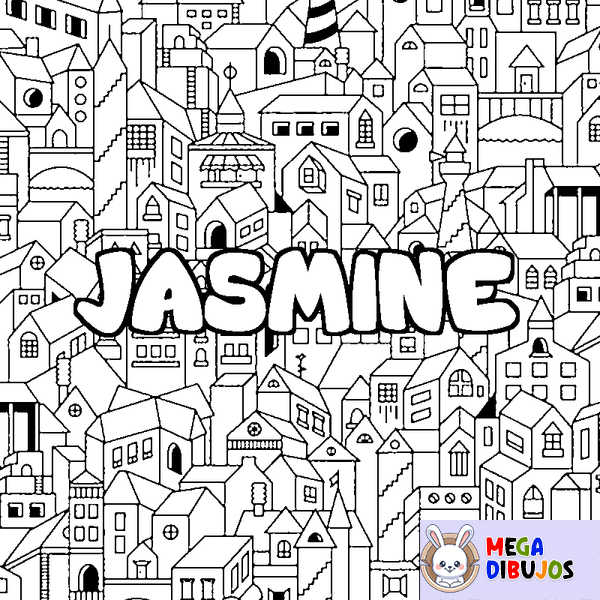 Coloraci&oacute;n del nombre JASMINE - decorado ciudad