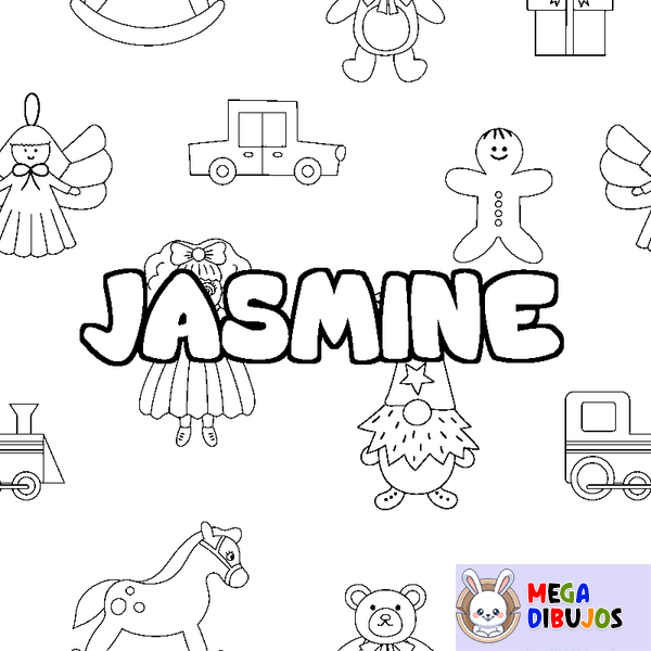 Coloraci&oacute;n del nombre JASMINE - decorado juguetes