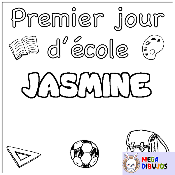 Coloraci&oacute;n del nombre JASMINE - decorado primer d&iacute;a de escuela
