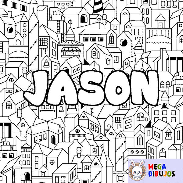 Coloraci&oacute;n del nombre JASON - decorado ciudad