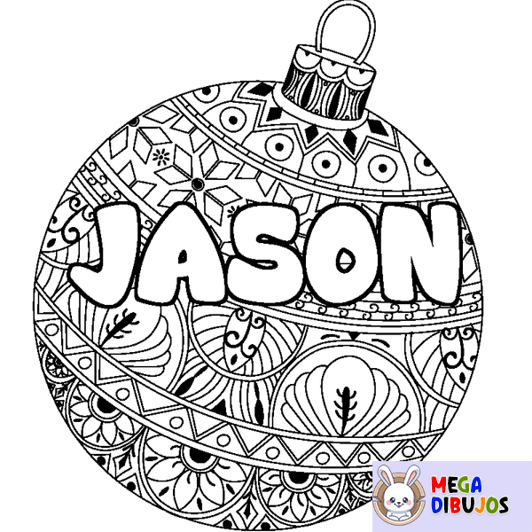 Coloraci&oacute;n del nombre JASON - decorado bola de Navidad