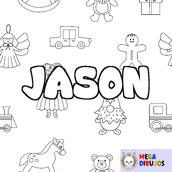 Coloraci&oacute;n del nombre JASON - decorado juguetes