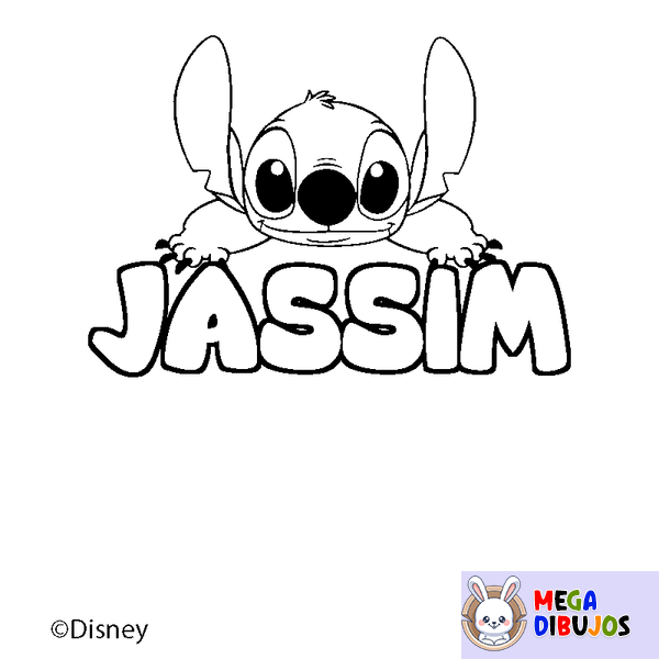 Coloraci&oacute;n del nombre JASSIM - decorado Stitch