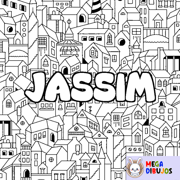 Coloraci&oacute;n del nombre JASSIM - decorado ciudad